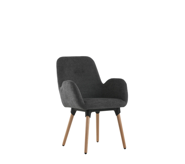 Fauteuil Shineo avec Pieds Bois -tissu noir