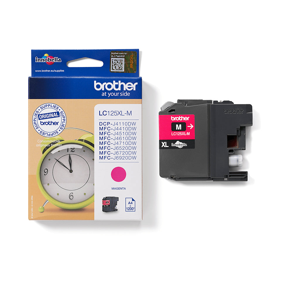 Cartouche d'encre Brother magenta lc125xlm - rendement 1200 pages