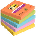 Notes repositionnables Post-it 76x76- adhésion renforcée, 90 feuilles lot de 5 assorties