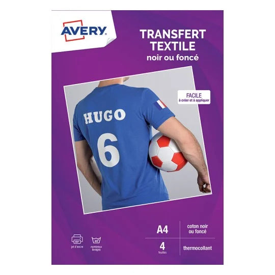 Papier transfert textile coton noir ou fonçé- 4 feuilles