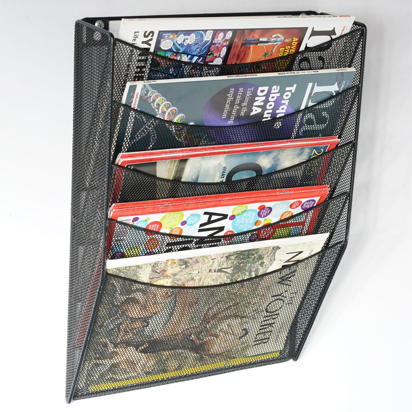 Corbeille courrier verticale et murale 5 compartiments - mesh noir