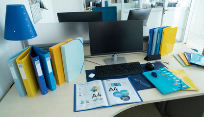 Boite classement polypro bee blue dos 40mm -assorti