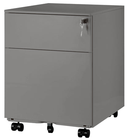 Caisson mobile 2 tiroirs pro- gris argent