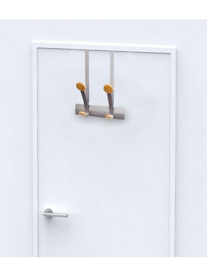 Patere double de porte met/bois