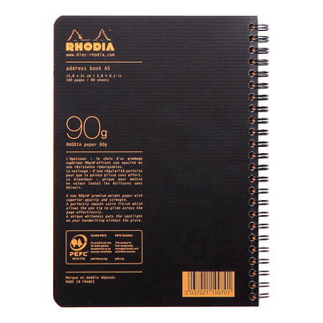 Cahier répertoire  adressbook reliure spirale a5 160p