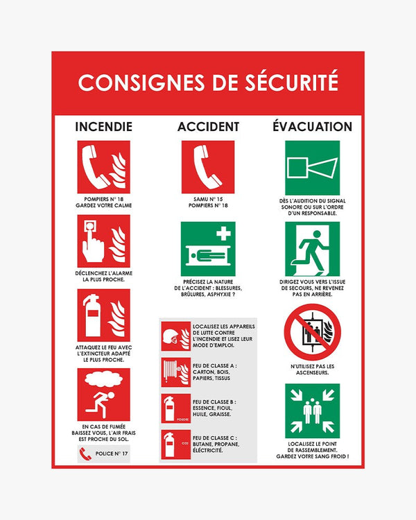 Pancarte consignes sécurité 40x30 - pvc multicolore