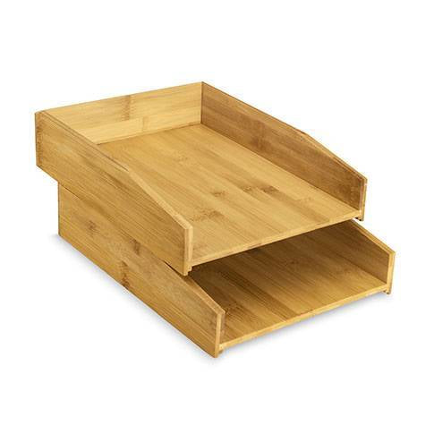 Corbeilles courrier bambou lot de 2