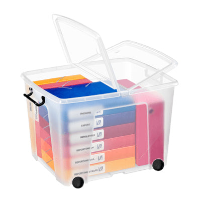 Boîte de rangement 75l avec roulettes - polypropylène robuste