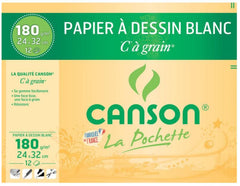 Papier dessin Canson A4 180g - Grain fin et polyvalent -12 feuilles