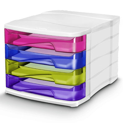 Module de classement 4 tiroirs grande contenance - multicolore