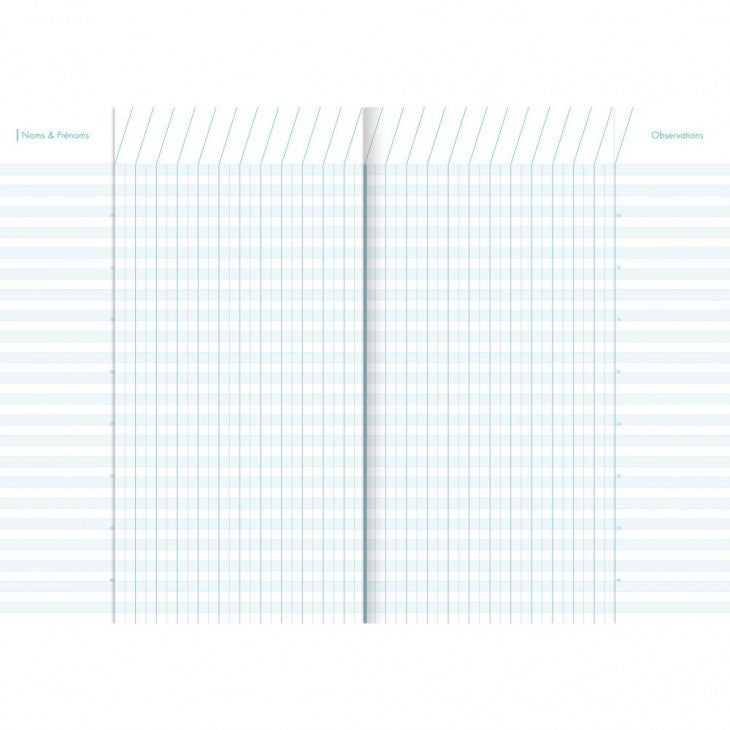 Cahier de note enseignant A4 pour 7 classes - 48 pages