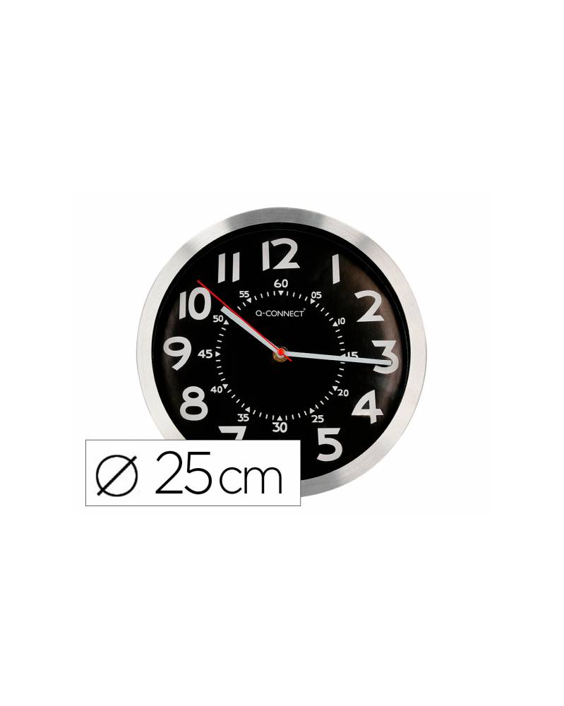 Horloge Q-connect diamètre 25cm chrome