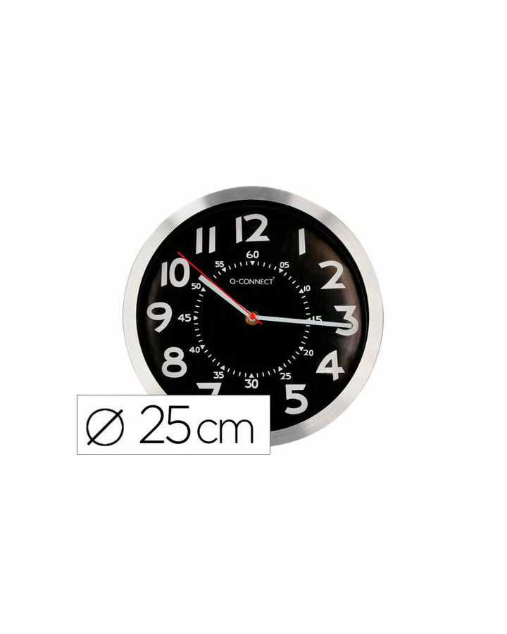 Horloge Q-connect diamètre 25cm chrome