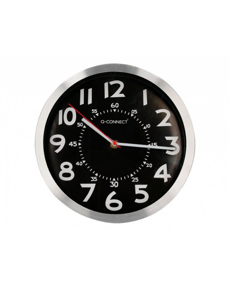 Horloge Q-connect diamètre 25cm chrome