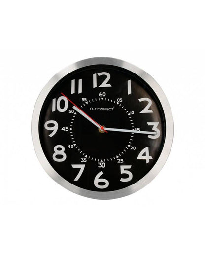 Horloge Q-connect diamètre 25cm chrome