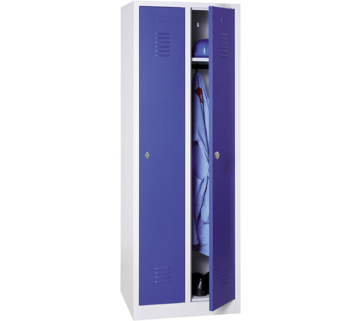 Vestiaire monobloc 2 colonnes gris / bleu