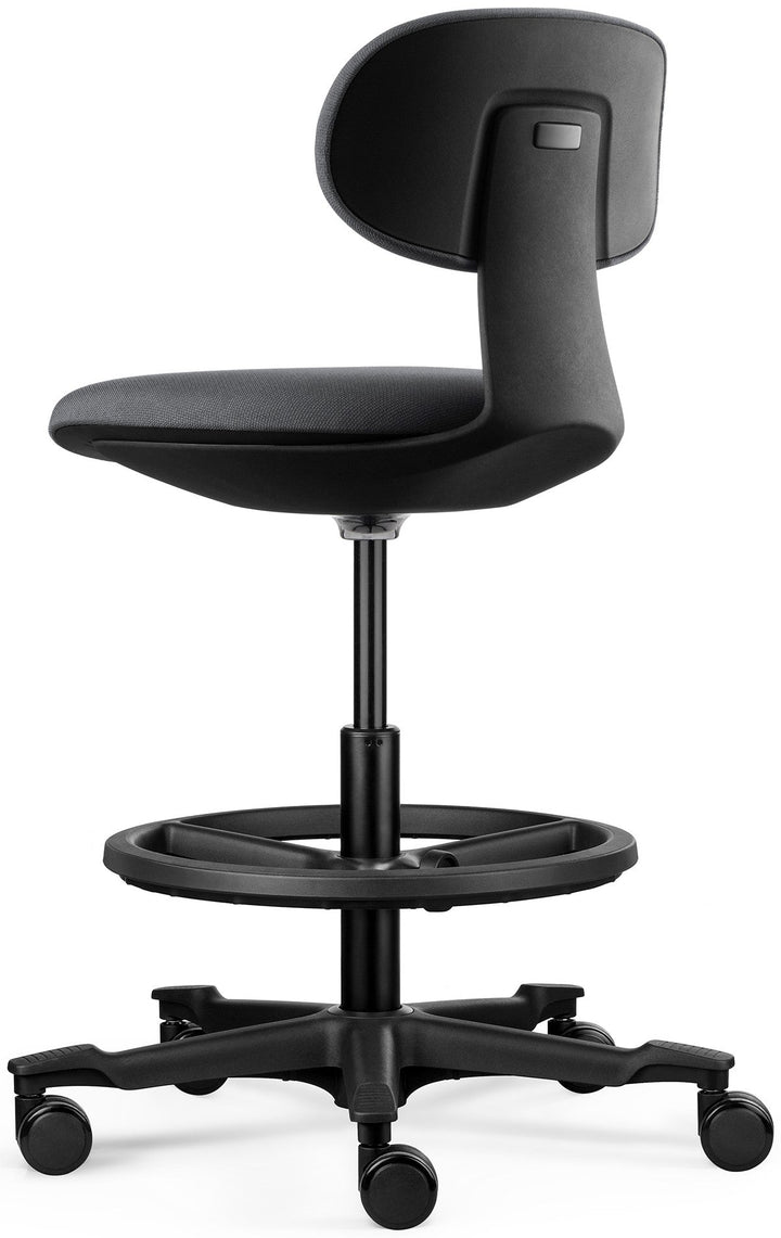 tabouret pour table haute flex- dossier et assise tissu gris anthracite