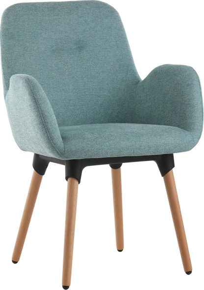 Fauteuil shineo tissu bleu turquoise piétement bois
