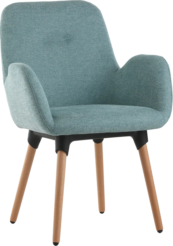 Fauteuil shineo tissu bleu turquoise piétement bois