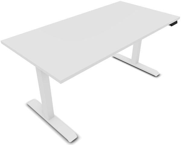 Bureau assis-debout LUTZ 2 - 160x80 cm - Blanc / Pieds blanc