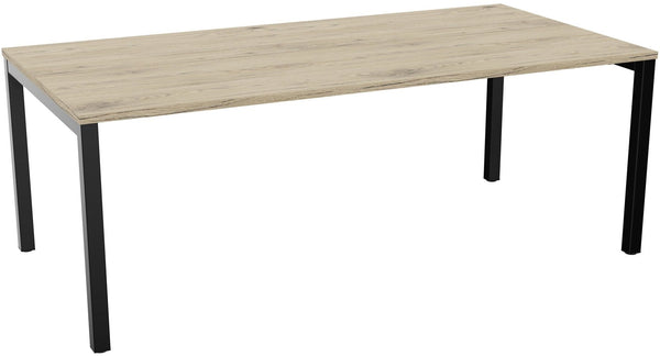Table de réunion 200x100 cm - Chêne brunswick / Pieds noir