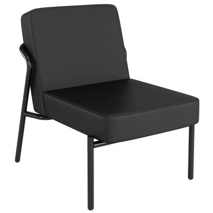 Fauteuil d'accueil rond - Similicuir noir, confort optimal
