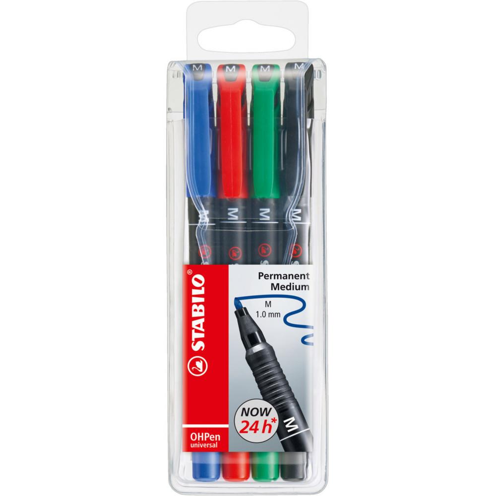 stylo feutre  permanent  pointe moyenne pochette de 4 assorties
