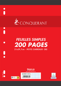 Feuillets mobiles A4 210x297- 5X5 - 200 pages