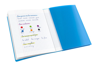Cahier polypropylène avec rabat 48 pages seyes -24x32 bleu