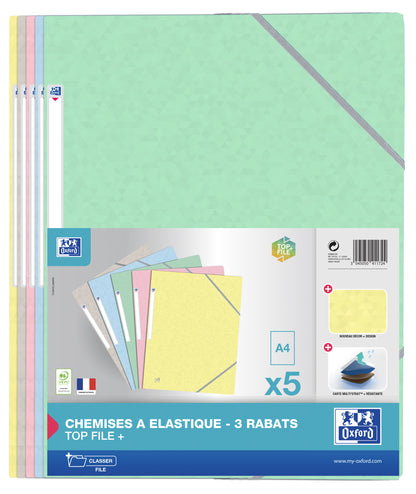 Chemise 3 rabats /élastique topfile+ p/5 pastel