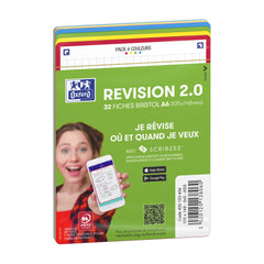 Fiches bristol révision examen A6 -5x5 couleurs assorties-32 fiches