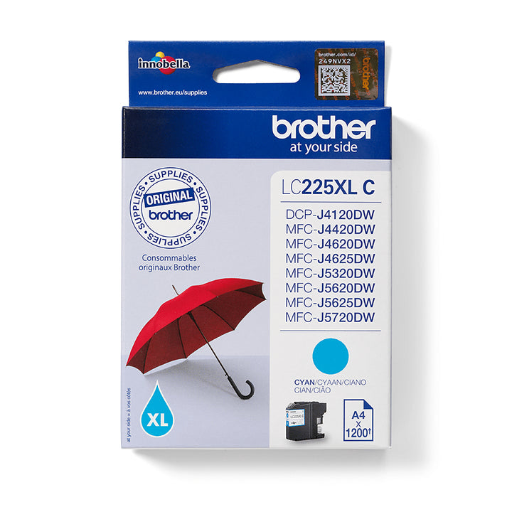 Cartouche d'encre Brother cyan LC225xLC - haut rendement