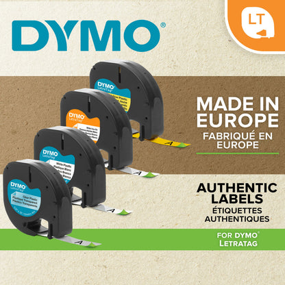 Ruban Dymo LetraTag 12mm -Noir/vert
