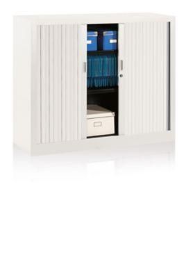 Armoire Basse à rideau monobloc -H100 xL120xP43 -blanc