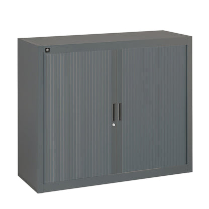 Armoire Basse à rideau monobloc -H100 xL120xP43 -gris anthracite