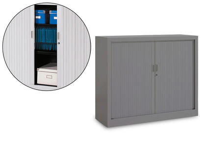 Armoire Basse à rideau monobloc -H100 xL120xP43 -gris anthracite