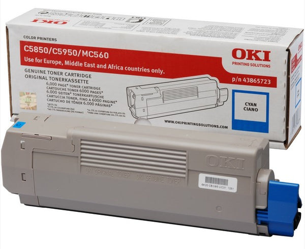 Toner oki cyan 43865723 pour imprimantes c5850 / c5950 - 6000 pages