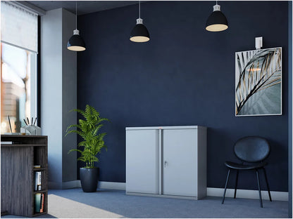 Armoire basse en métal  100cm - portes bleues