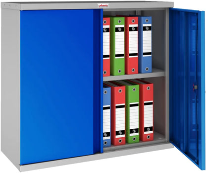 Armoire basse en métal  100cm - portes bleues