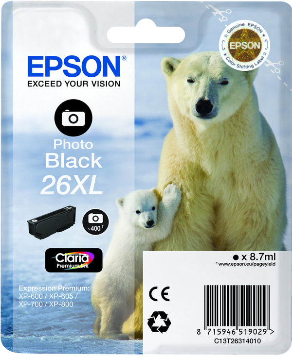 Cartouche Epson photo noire 26xl - haute capacité