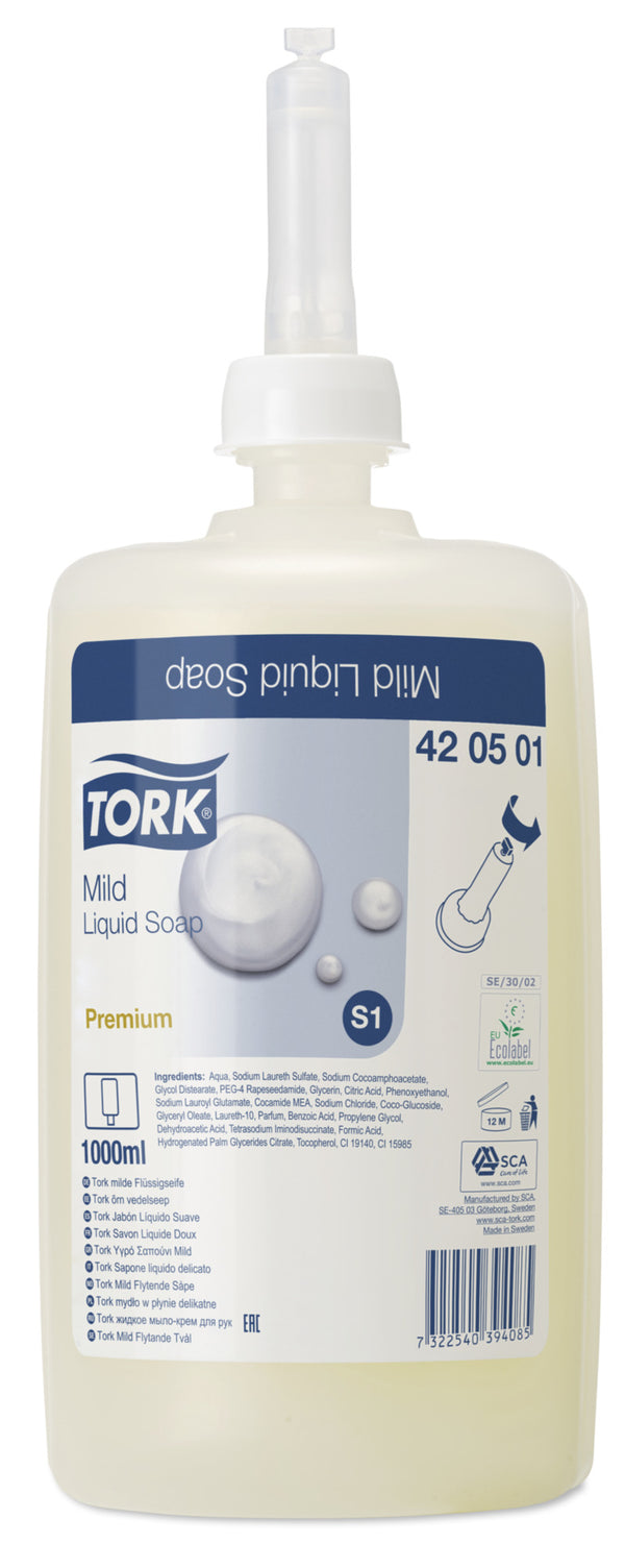 Savon liquide Tork S1 recharge 1 litre - effet hydratant et nourrissant