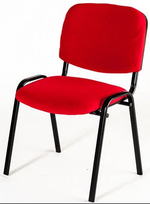 Chaise visiteur 4 pieds tissu rouge