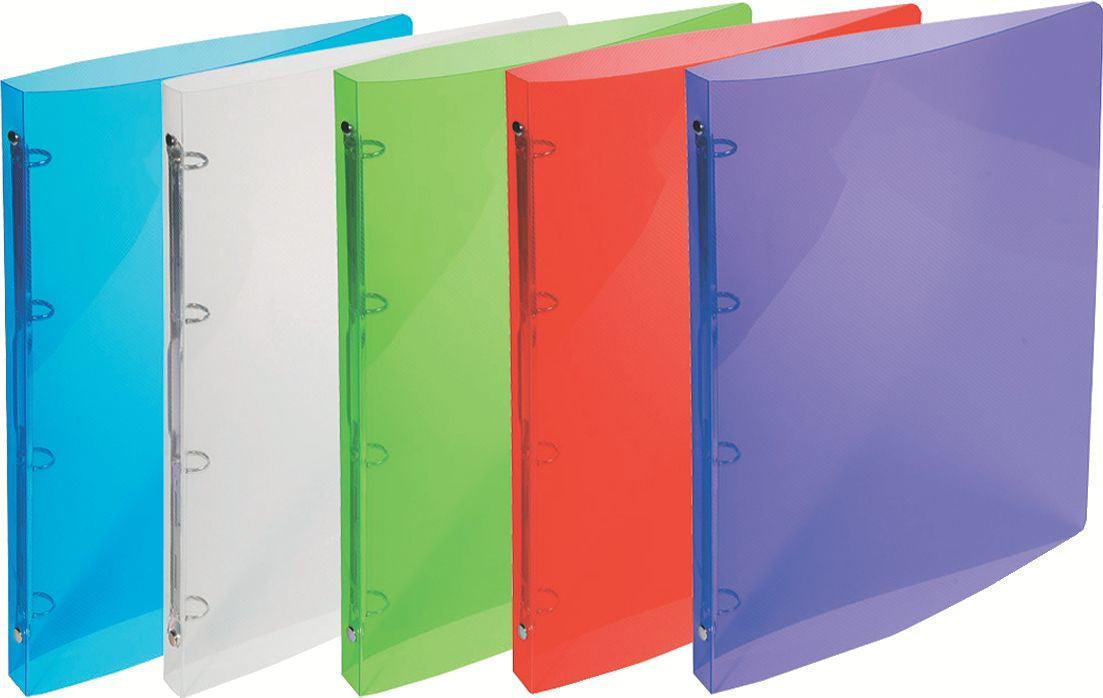 Classeur polypropylène 4 anneaux-30 a4 crystal col