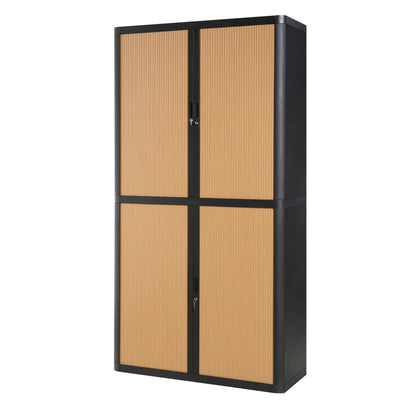Armoire Haute à rideau easyoff h204 noir / hêtre