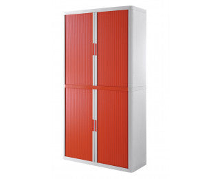 Armoire Haute à rideau easyoff h204 blanc / rouge