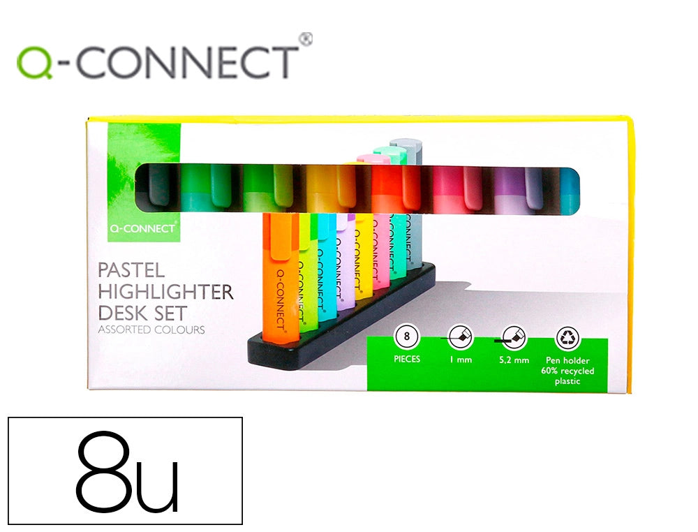 Set de 8 surligneurs biseautés - couleurs pastel