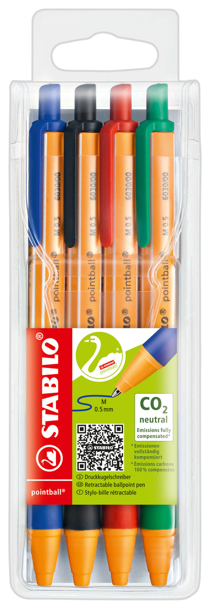 Stylo à bille rétractable 0.5 mm - pack de 4 couleurs