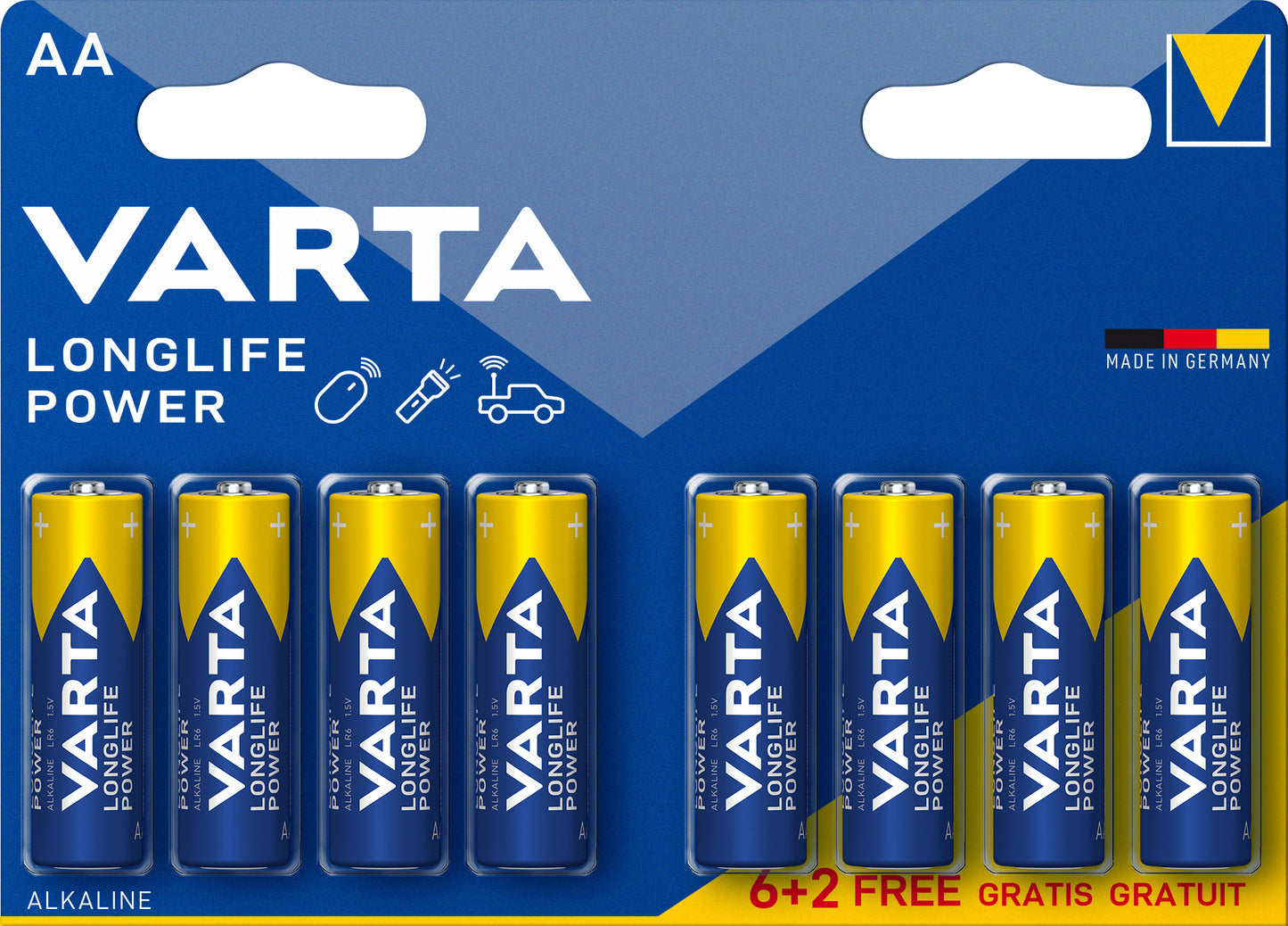 Pile LR6 longlife -Lot de 6+2 gratuites