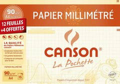 Papier millimetré A4 bistre 90grs -12 feuilles