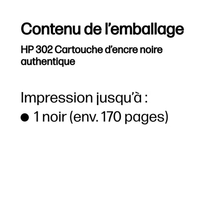 Cartouche d'encre HP noire 302 - impression de qualité